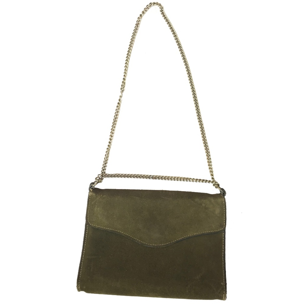 Faux suede structured envelope shoulder bag